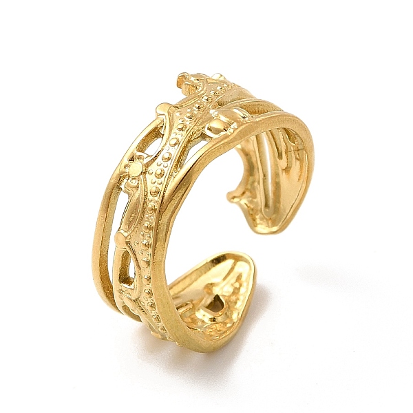 

PandaHall Ion Plating(IP) 304 Stainless Steel Crown Open Cuff Ring for Women, Real 18K Gold Plated, US Size 6 1/2(16.9mm) 304 Stainless...