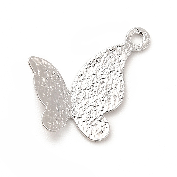 

PandaHall Rack Plating Brass Pendants, Long-Lasting Plated, Textured, Butterfly Charm, Platinum, 15.5x11x2mm, Hole: 1.2mm Brass Butterfly