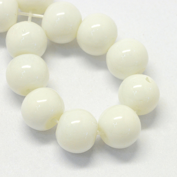 

PandaHall Baking Painted Glass Round Bead Strands, Snow, 10~10.5mm, Hole: 1.5mm, about 85pcs/strand, 31.4 inch Glass Round White