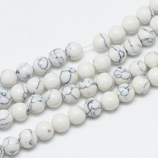 

PandaHall Synthetic Howlite Beads Strands, Round, 6mm, Hole: 1mm, about 67pcs/strand, 14.96 inch Howlite Round