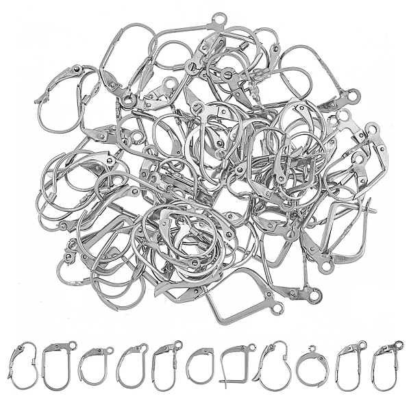

PandaHall HOBBIESAY 88Pcs 11 Style 316 Surgical Stainless Steel Leverback Earring Findings, with 8Pcs Hoop Earring Findings, with Loops...