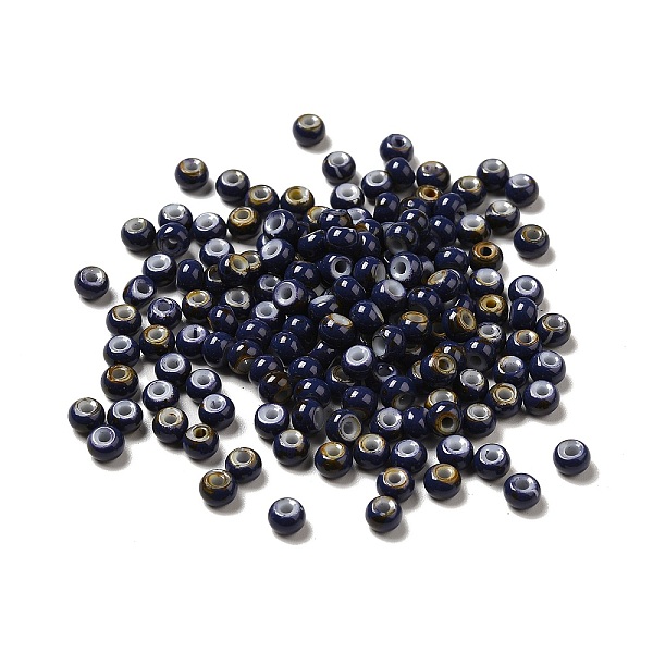 

PandaHall 6/0 Opaque Glass Seed Beads, Round Hole, Rondelle, Midnight Blue, 4~4.5x3~4mm, Hole: 0.8~1.5mm Glass Rondelle