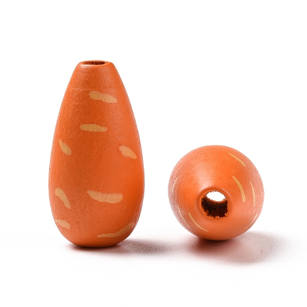 

PandaHall Easter Theme Spray Painted Wood European Beads, Large Hole Bead, Carrot, Dark Orange, 28.5x14.5mm, Hole: 4.5mm Wood Vegetables
