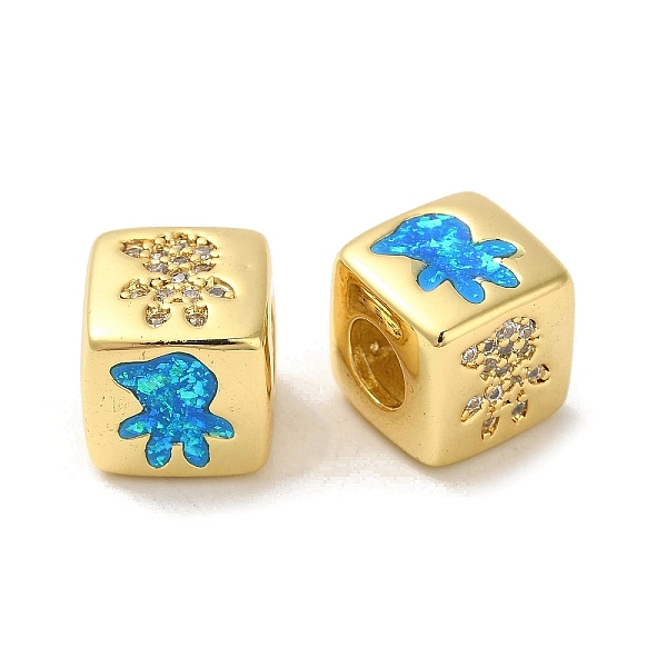 

PandaHall Rack Plating Brass Micro Pave Cubic Zirconia Beads, with Synthetic Opal, Cadmium Free & Lead Free, Long-Lasting Plated, Real 18K..., Clear