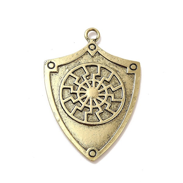 

PandaHall Tibetan Style Alloy Pendants, Shield Charm, Antique Bronze, 43x29.5x2.5mm, Hole: 2.6mm Alloy Others