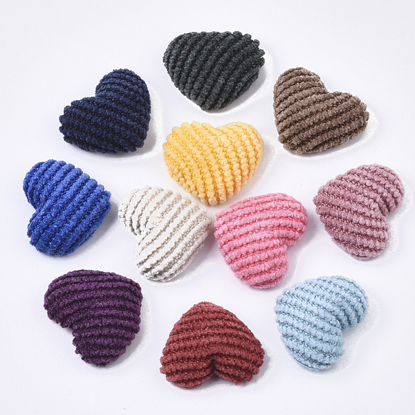 

PandaHall Corduroy Cloth Fabric Covered Cabochons, with Aluminum Bottom, Heart, Mixed Color, 14~15x16~17x6~7mm Cloth Heart Multicolor