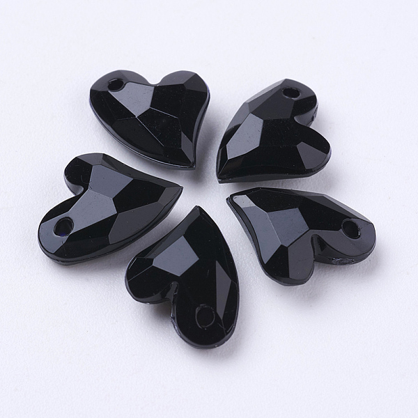 

PandaHall Opaque Acrylic Charms, Faceted, Heart, Black, 11x9x4mm, Hole: 0.5mm Acrylic Heart Black