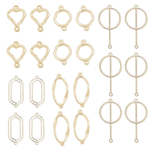 

PandaHall Alloy Links connectors, Mixed Shapes, Light Gold, 17~35.5x12~16.5mm, Hole: 1.2~1.8mm, Container: 74x72x17mm, 8pcs/shape, Total...