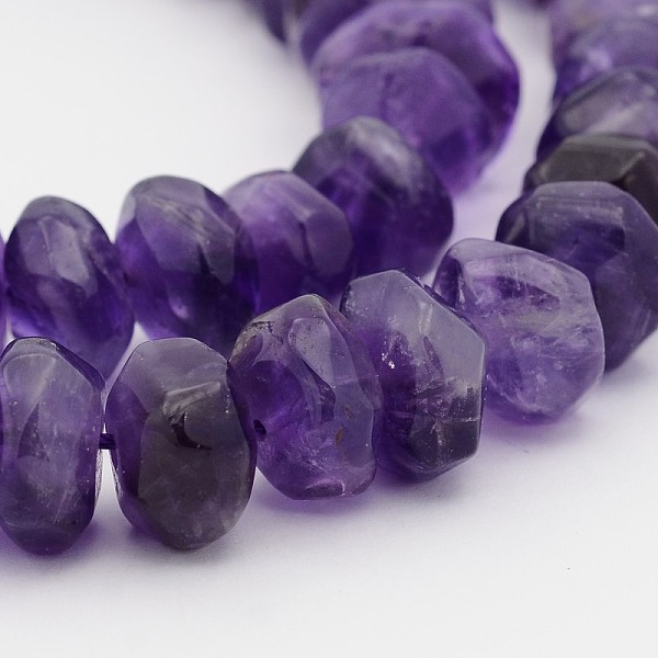 

PandaHall Natural Amethyst Faceted Rondelle Bead Strands, 14~17x6~9mm, Hole: 1mm, 15.3 inch Amethyst Rondelle