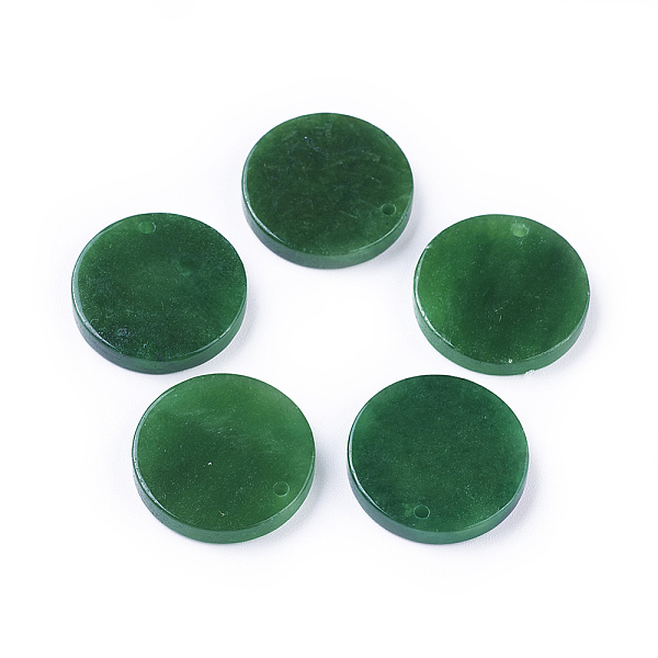 

PandaHall Natural Myanmar Jade/Burmese Jade Pendants, Dyed, Flat Round, 20x3~3.5mm, Hole: 1.4mm Myanmar Jade Flat Round