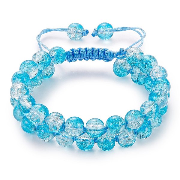 

PandaHall Sparkling Round Glass Braided Bead Bracelet, Double Layered Wrap Adjustable Bracelet for Women, Dark Turquoise, Inner Diameter...