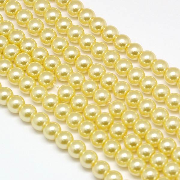 

PandaHall Eco-Friendly Dyed Glass Pearl Round Bead Strands, Cotton Cord Threaded, Light Khaki, 6mm, Hole: 0.7~1.1mm, about 72pcs/strand, 15...