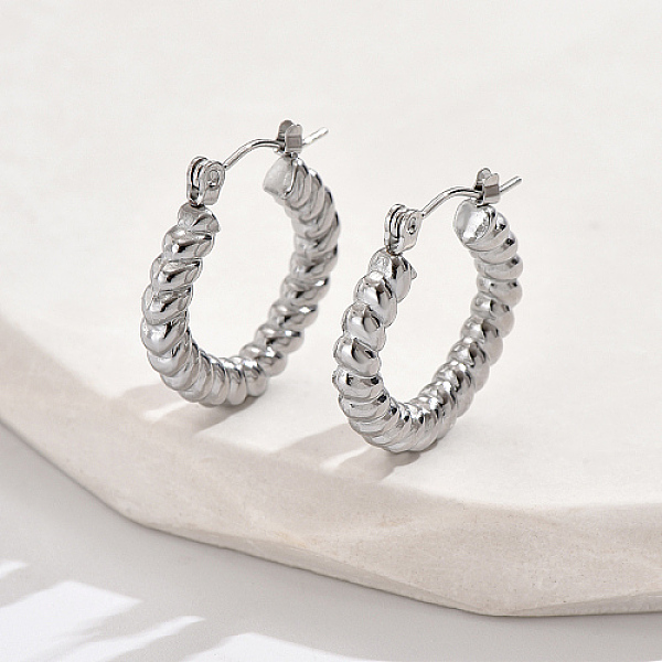 

PandaHall 304 Stainless Steel Hoop Earrings, Twist, Stainless Steel Color, 22x22mm 304 Stainless Steel Ring