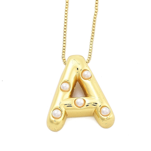 Colliers à chaîne en forme de boîte avec pendentif en forme de lettre en laiton et en plastique pour femmes
