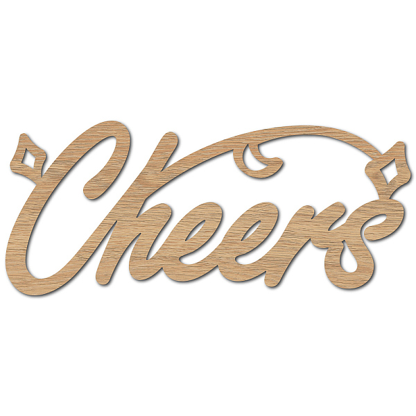 

PandaHall Laser Cut Basswood Wall Sculpture, for Home Decoration Kitchen Supplies, Word Cheers, Word, 120x300x5mm Wood Word