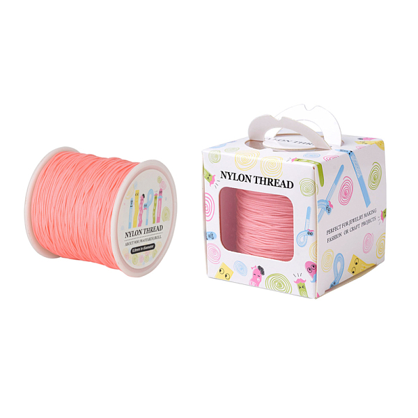 

PandaHall Nylon Thread, Light Coral, 0.8mm, about 98.43yards/roll(90m/roll) Nylon Red