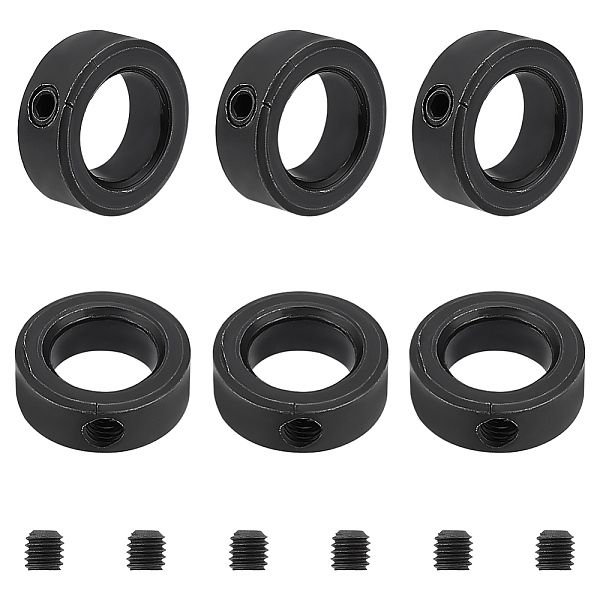 

PandaHall UNICRAFTALE 6Pcs 15mm Inner Diameter Electrophoresis Black Carbon Steel Shaft Collar Set Screw Style Bore Shaft Collars Set Screw...