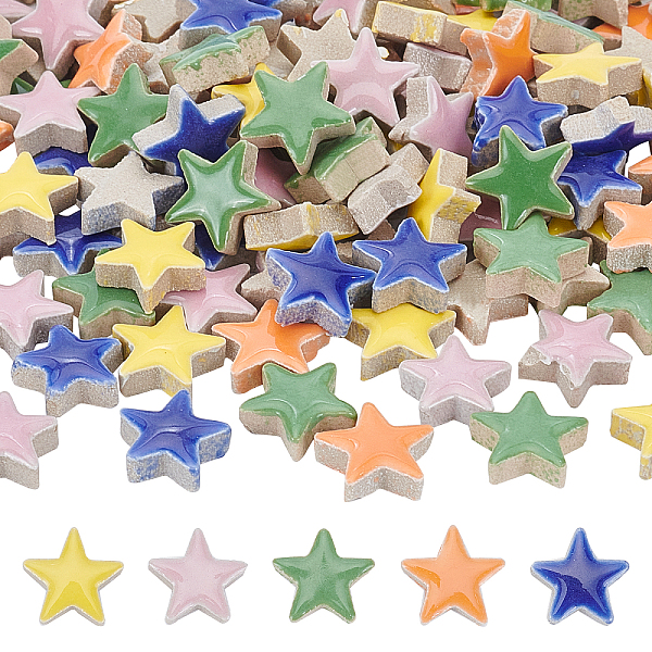

PandaHall BENECREAT 150Pcs 5 Colors Star Shape Mosaic Tile Pieces, 14mm Cathedral Stained Glass Pieces for Making Concrete Stepping Stones..., Multicolor