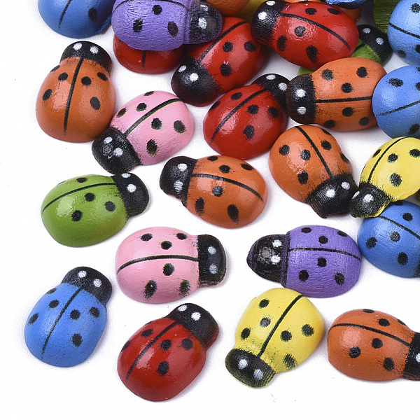 

PandaHall Spray Painted Maple Wood Cabochons, Printed, Ladybug, Mixed Color, 13x9x4mm Wood Ladybug Multicolor