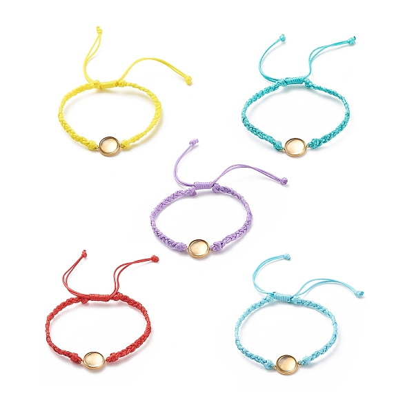 

PandaHall Adjustable Koran Waxed Polyester Cord Bracelets, 304 Stainless Steel Blank Photo Charms Bracelets, with Glass Cabochons, Golden..., Multicolor