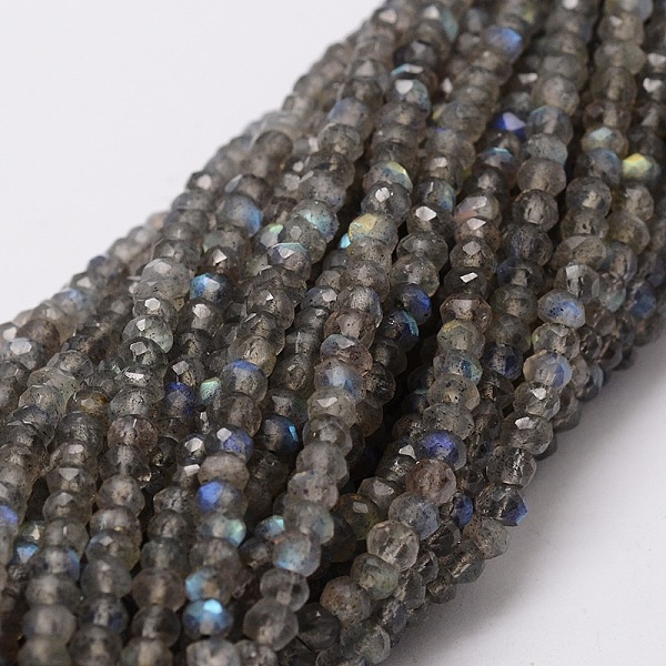 

PandaHall Faceted Rondelle Natural Labradorite Bead Strands, 3x2mm, Hole: 1mm, about 172pcs/strand, 15 inch Labradorite Rondelle