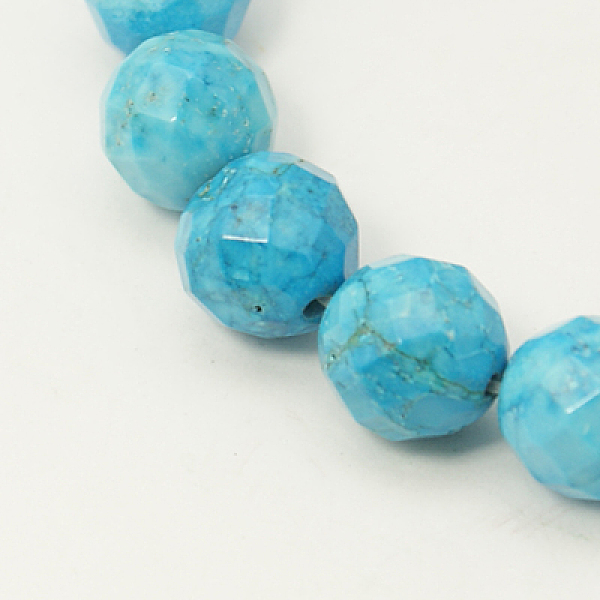 

PandaHall Natural Howlite Beads Strands, Dyed & Heated, Faceted, Round, Turquoise, 10mm, Hole: 1mm Howlite Round Green