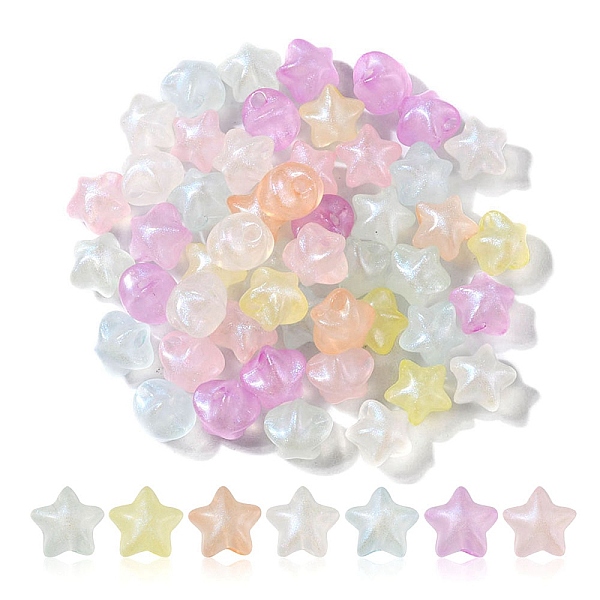 

PandaHall Rainbow Iridescent Plating Acrylic Beads, Glitter Beads, Star, Mixed Color, 11x11.5x9.5mm, Hole: 2mm Acrylic Star Multicolor