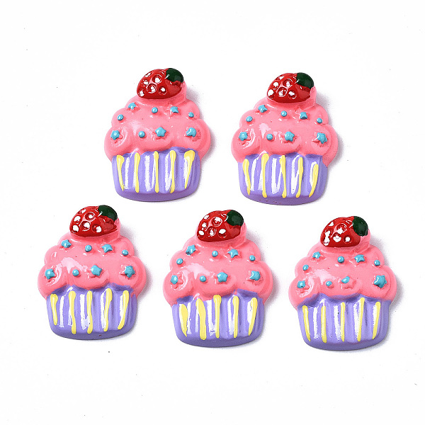 

PandaHall Spray Painted Resin Cabochons, Cake, Deep Pink, 26.5~27.5x21.5x8~9mm Resin Food