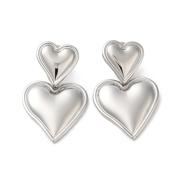 

PandaHall 304 Stainless Steel Dangle Stud Earrings, Heart, Stainless Steel Color, 33x20mm 304 Stainless Steel Heart
