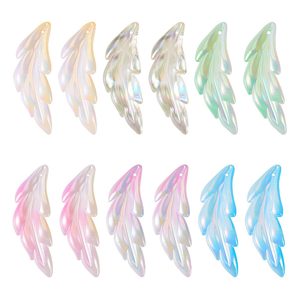 

PandaHall 60Pcs 6 Colors Transparent Acrylic Pendants, AB Color Plated, Feather Charm, Mixed Color, 40x14.5x5mm, Hole: 1.5mm, 10pcs/color..., Multicolor