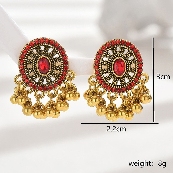 

PandaHall Bohemia Style Holiday Zinc Alloy Tassel Dangle Earrings for Women, Flat Round with Charms Alloy