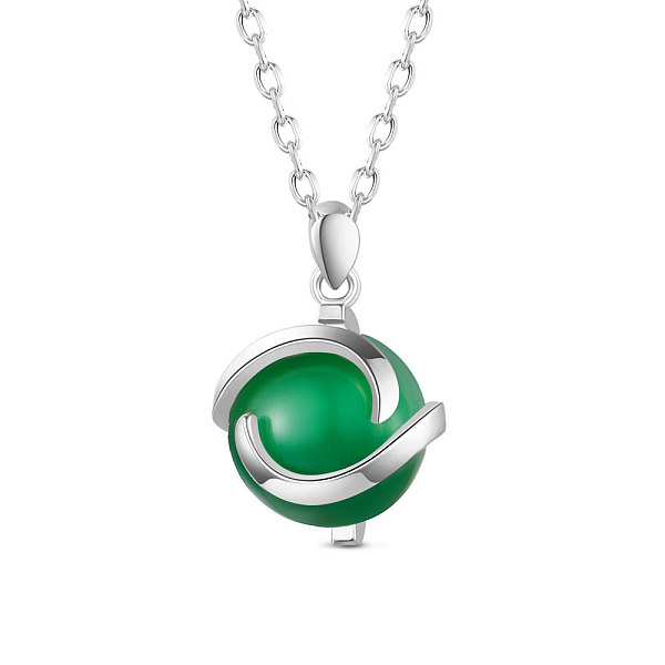 

PandaHall SHEGRACE Rhodium Plated 925 Sterling Silver Pendant Necklace, with Opal, Round, Green, Platinum, 17.72 inch(45cm) Sterling Silver...
