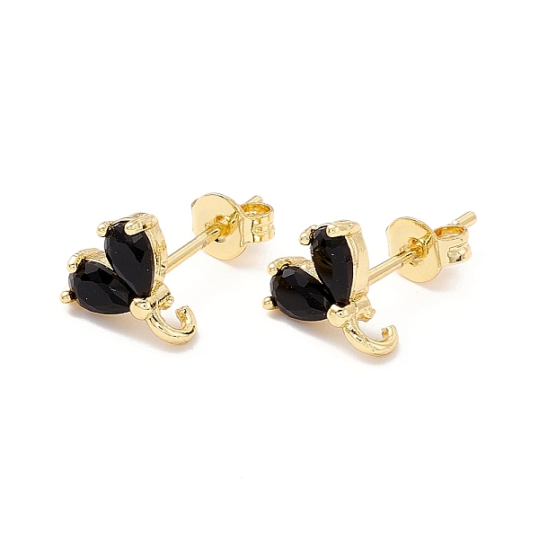 Boucles d'oreilles en laiton plaqué de zircone cubique