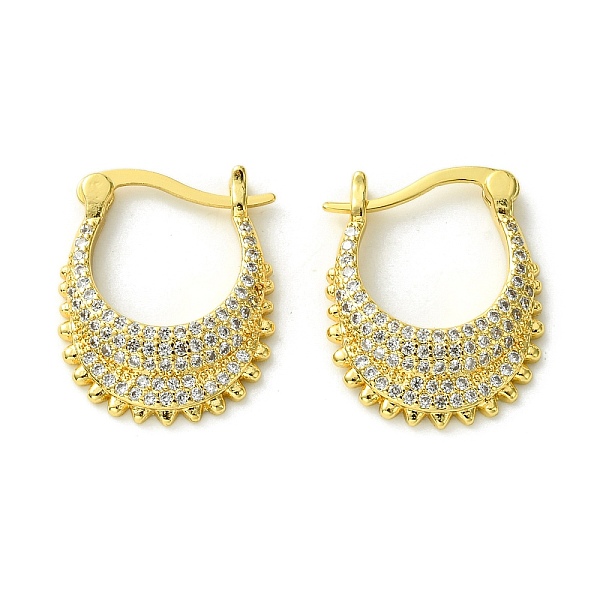 

PandaHall Brass with Cubic Zirconia Hoop Earrings, Real 18K Gold Plated, 21.5x3.5mm Brass Clear