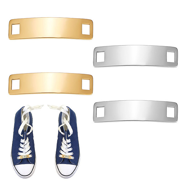 

PandaHall Unicraftale 4Pcs 2 Colors 304 Stainless Steel Shoelace Charms, for Shoe Decoration Accessories, Curved Rectangle, Golden &...