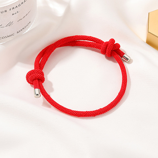 Bracelet à cordes rouges de style boho avec noeuds et cordon de traction pour couples - bijoux ethniques tissés faits à la main