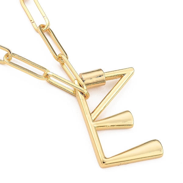 

PandaHall Brass Screw Carabiner Lock Pendant Necklaces, Initial Necklaces, with Paperclip Chains, Letter, Golden, Letter.E, 18.03 inch...