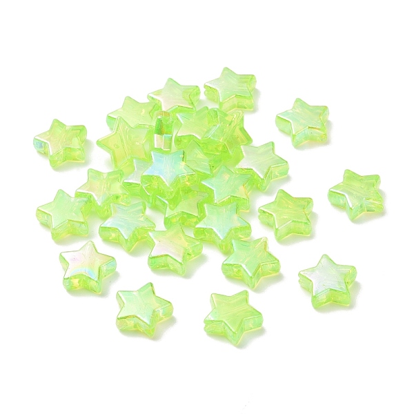 

PandaHall Eco-Friendly Transparent Acrylic Beads, Star, AB Color, Green Yellow, 10x4mm, Hole: 1.5mm, about 2250pcs/500g Acrylic Star