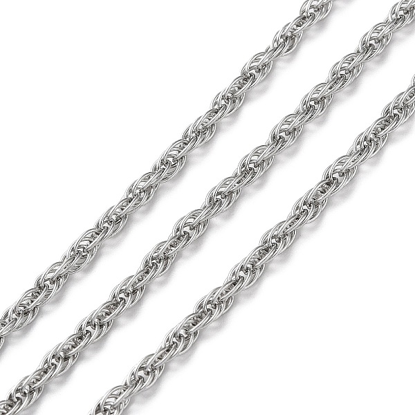 

PandaHall 304 Stainless Steel Rope Chains, Soldered, with Spool, Stainless Steel Color, 3mm, about 10m/Roll 304 Stainless Steel