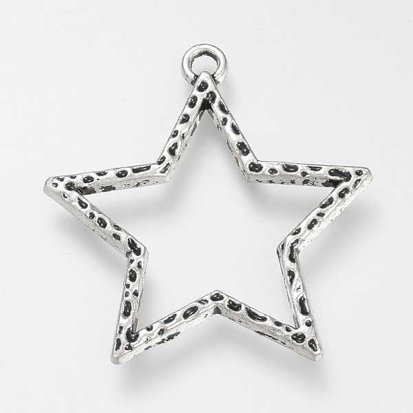 

PandaHall Tibetan Style Alloy Pendants, Cadmium Free & Lead Free, Star, Antique Silver, 37.5x35x2mm, Hole: 3mm Alloy Star