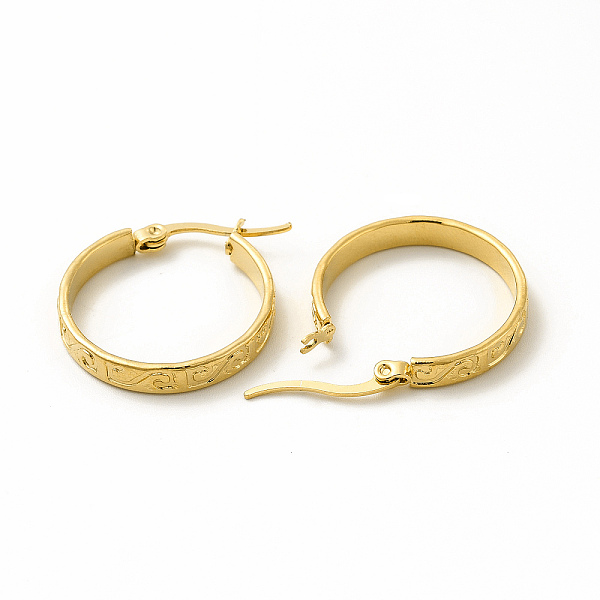 

PandaHall 201 Stainless Steel Grooved Spiral Hoop Earrings with 304 Stainless Steel Pins for Women, Golden, 20x23x2mm, Pin: 0.6x1mm 201...