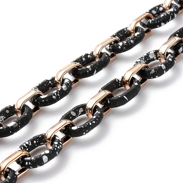 

PandaHall Handmade Link Chains, with CCB Plastic Linking Rings, Oval, Black, 17.5x11.5x4.5mm and 25.5x18x6mm, 39.37 inch(1m)/strand Plastic...