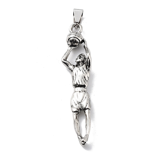 

PandaHall Tibetan Style Alloy Pendants, Sports Charms, Antique Silver, 61x13.5x6.5mm, Hole: 8x5mm Alloy