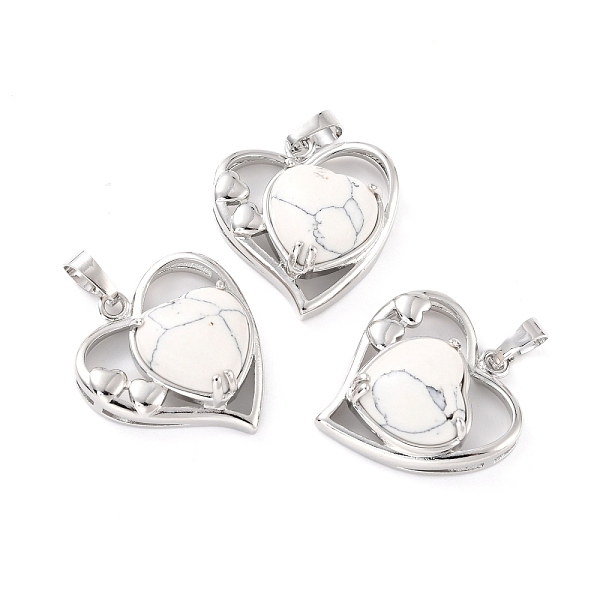 

PandaHall Natural Howlite Pendants, with Platinum Tone Brass Findings, Cadmium Free & Lead Free, Heart, Valentine's Day, 28x26x5mm, Hole...