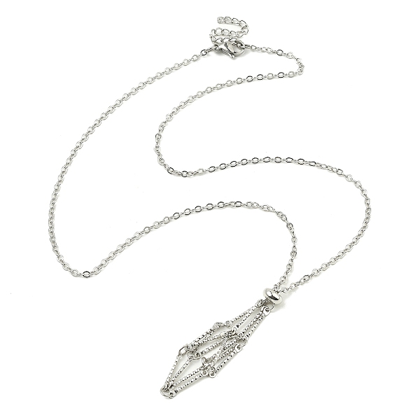 

PandaHall 304 Stainless Steel Cable Chain Macrame Pouch Empty Stone Holder for Pendant Necklaces Making, with Lobster Claw Clasp & Chain...