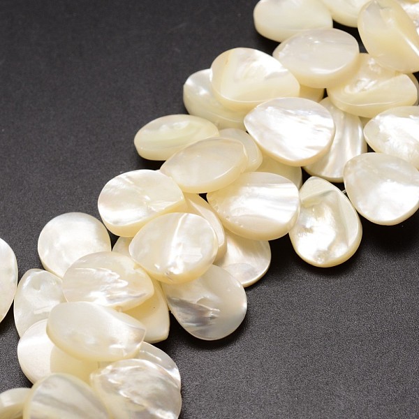 

PandaHall Natural Trochid Shell/Trochus Shell Beads Strands, Top Drilled Beads, Teardrop, Creamy White, 16x12x3~4mm, Hole: 1mm, about...