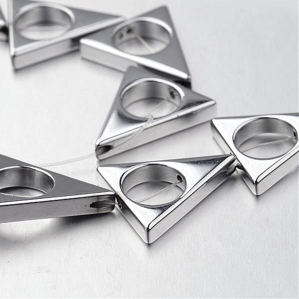 PandaHall Electroplate Non-magnetic Synthetic Hematite Bead Strands, Triangle, Silver Plated, 17x15x3mm, Hole: 1mm, about 24pcs/strand, 15.7...