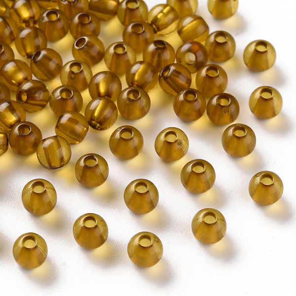 

PandaHall Transparent Acrylic Beads, Round, Goldenrod, 6x5mm, Hole: 1.8mm, about 4400pcs/500g Acrylic Round Gold