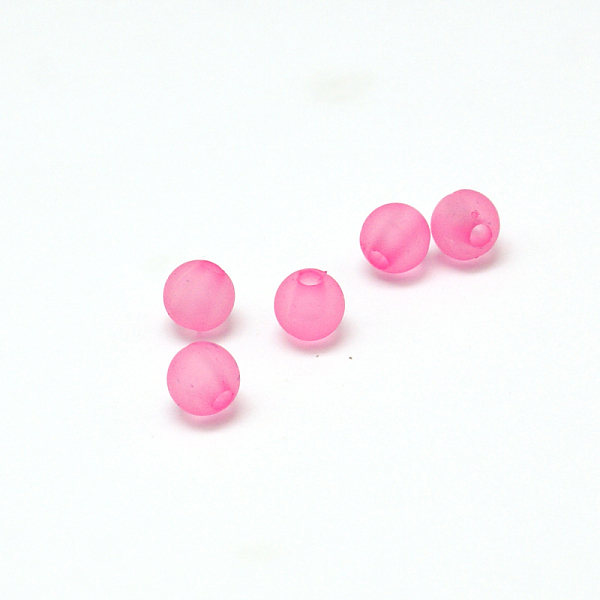 

PandaHall Transparent Acrylic Beads, Round, Frosted, Hot Pink, 6mm, Hole: 1.8mm, about 4000pcs/500g Acrylic Round Pink