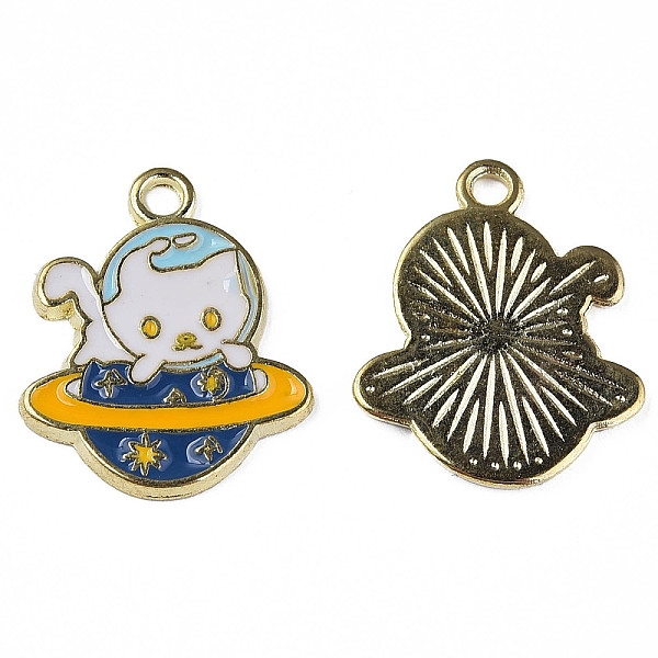 

PandaHall Alloy Enamel Pendants, Cadmium Free & Lead Free, Light Gold, Planet with Rabbit, Dark Blue, 19x16x1mm, Hole: 1.8mm Alloy+Enamel...